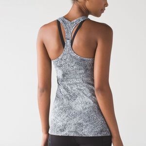 Lululemon - Cool Racerback II Tank in Luon Spray Jacquard White Black | Large